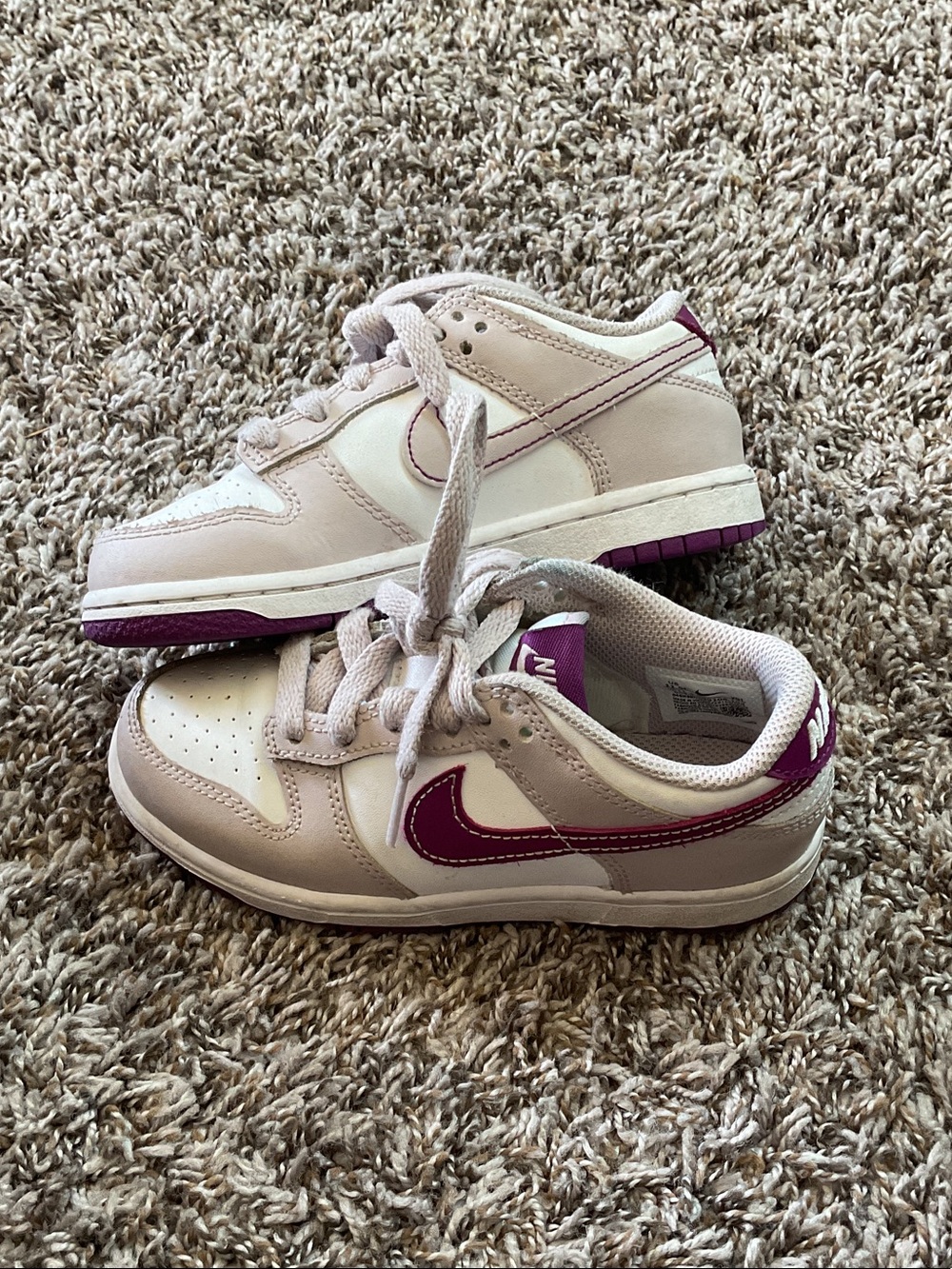 Nike Low-Top Sneakers in Light Pink with Purple Swoosh